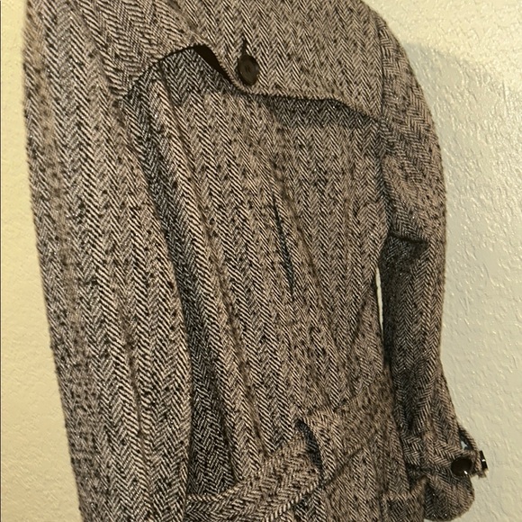 Moda International Black and Gray Peacoat with Structured Collar - Picture 8 of 12